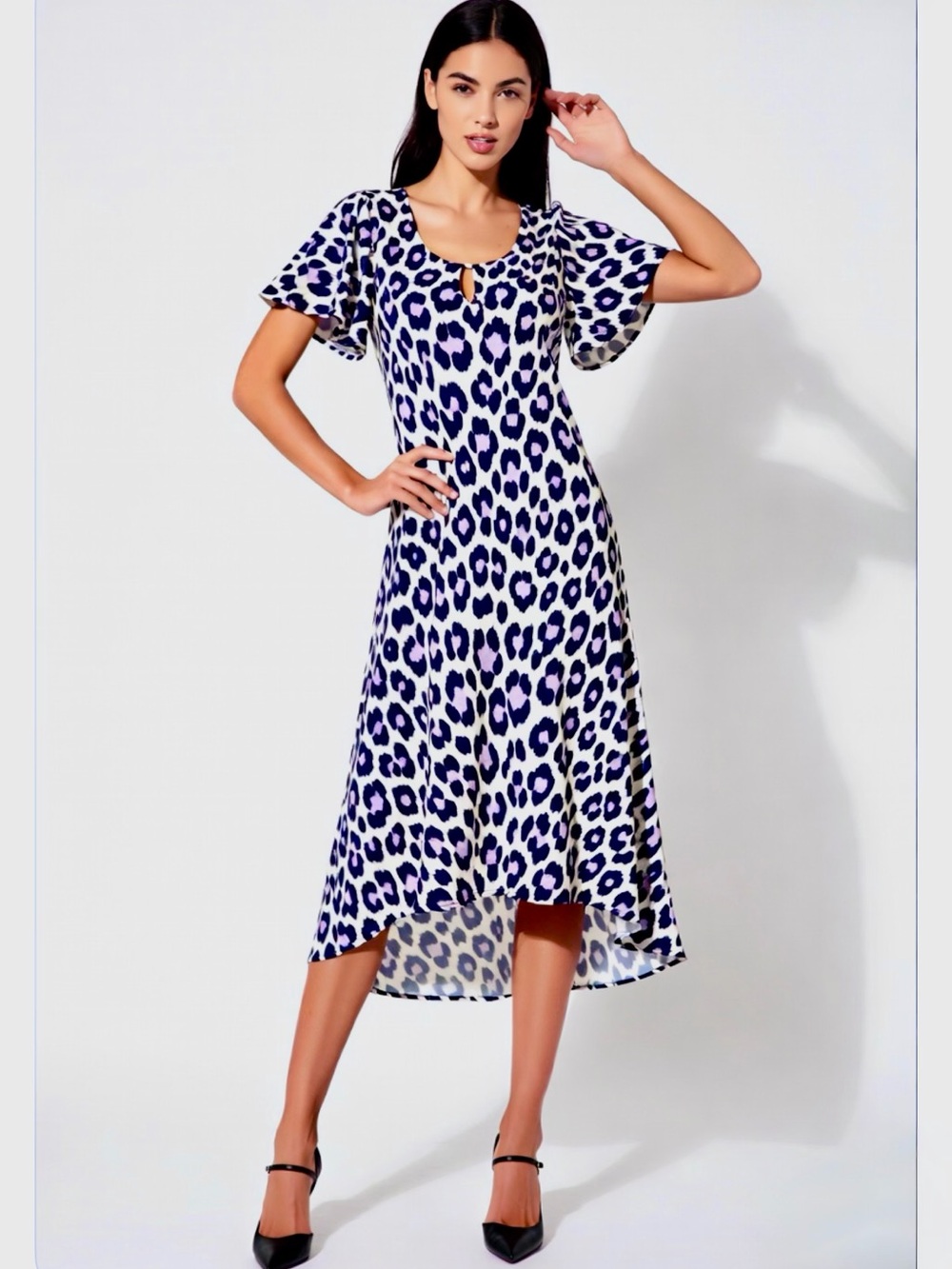 ♠️ Kate Spade New York Navy White Animal Print Shift Dress | Abstract Cheetah
